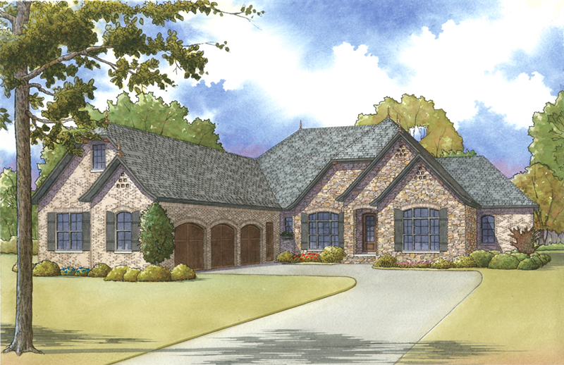 Ranch House Plan Front of Home - Hunt Cliff European Ranch Home 155D-0014 - Search House Plans and More