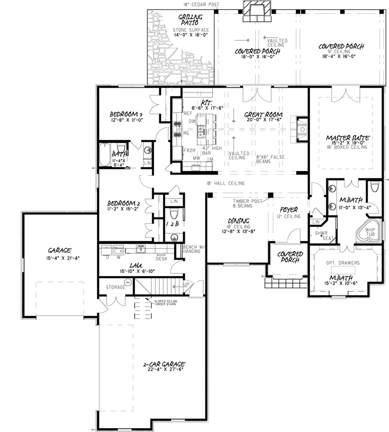 Country French House Plan First Floor - Augustine Place Ranch Home 155D-0015 - Search House Plans and More