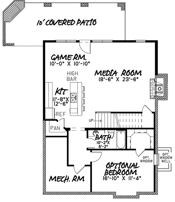 Craftsman Home Plan Lower Level 155D-0016