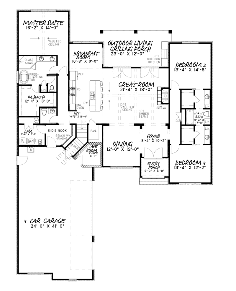 Traditional Home Plan First Floor 155D-0017