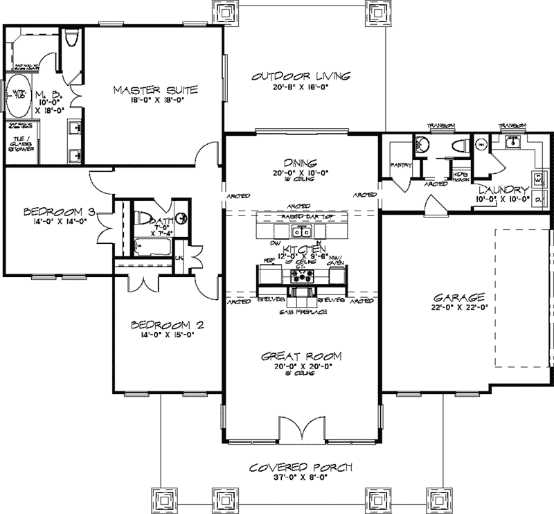 Ranch House Plan First Floor - Nelcrest Place Modern Home 155D-0021 - Shop House Plans and More