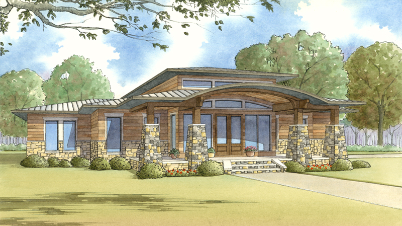 Ranch House Plan Front of Home - Nelcrest Place Modern Home 155D-0021 - Shop House Plans and More