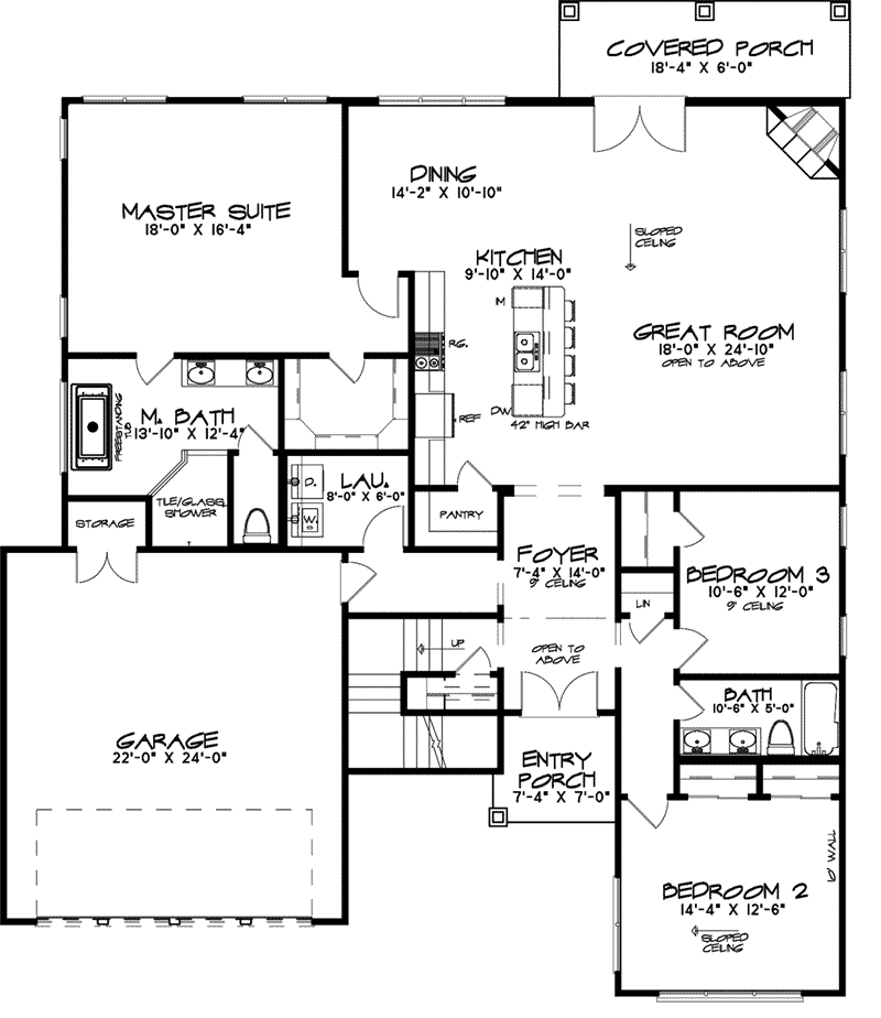 Ranch House Plan First Floor - Pallaton Rustic Modern Home 155D-0023 - Shop House Plans and More