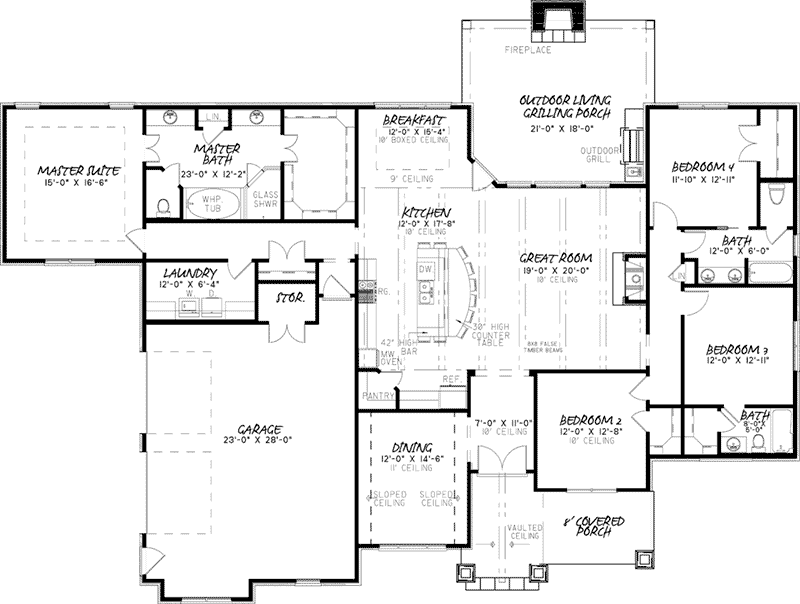 Rustic Home Plan First Floor 155D-0025