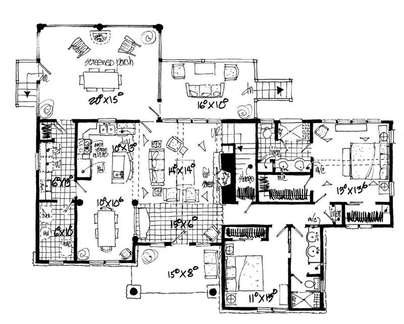 Craftsman Home Plan First Floor 163D-0002