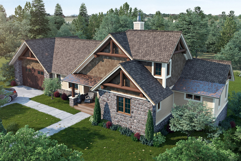Mountain House Plan Front of Home - Cedar Pointe Rustic Home 163D-0002 | House Plans and More