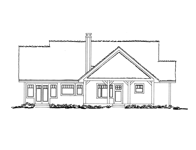 Rustic Home Plan Rear Elevation - Cherokee Point Craftsman Home 163D-0003 | House Plans and More