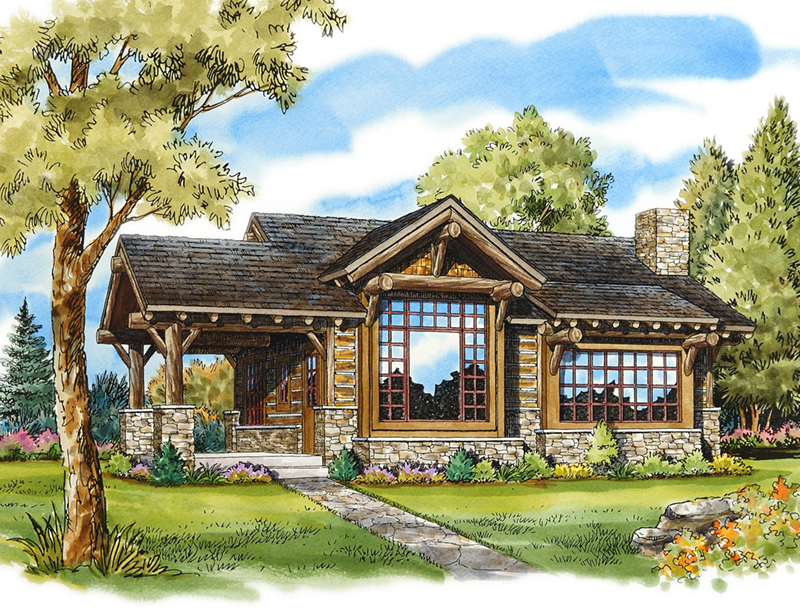Vacation House Plan Front Image - Cub Creek Rustic Small Home 163D-0004 | House Plans and More