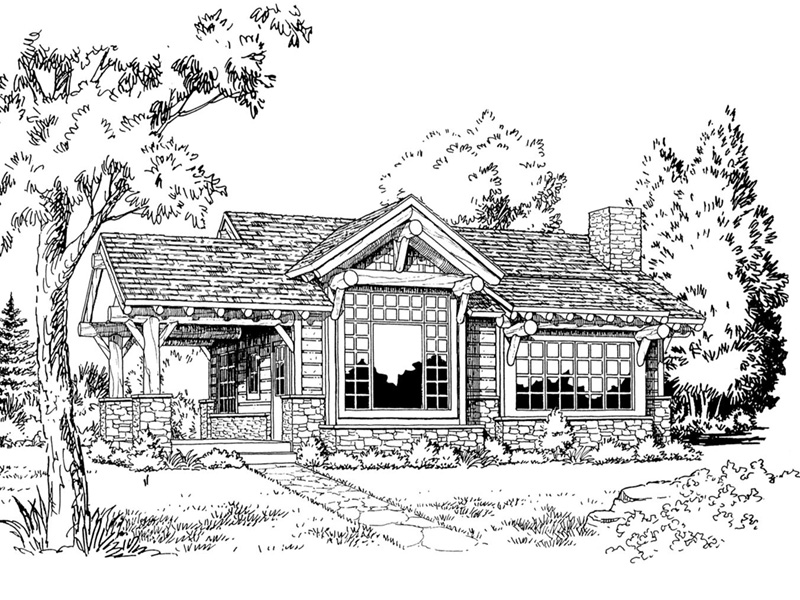 Vacation House Plan Front Image of House - Cub Creek Rustic Small Home 163D-0004 | House Plans and More