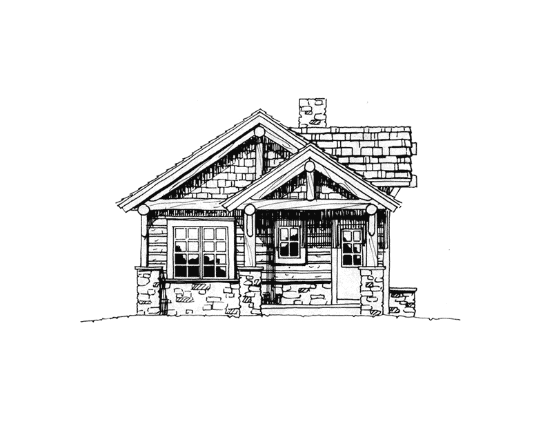 Log Cabin House Plan Left Elevation - Cub Creek Rustic Small Home 163D-0004 - Search House Plans and More