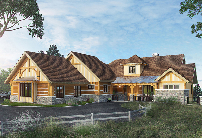 Log House Plan Front of Home - Deer Park Lane Rustic Home 163D-0005 | House Plans and More