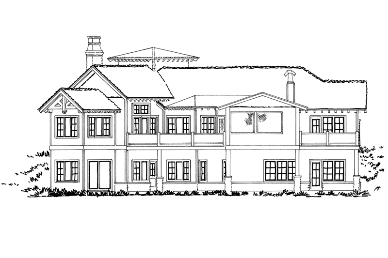 Craftsman House Plan Rear Elevation - Pinehurst Lane Rustic Home 163D-0008 | House Plans and More