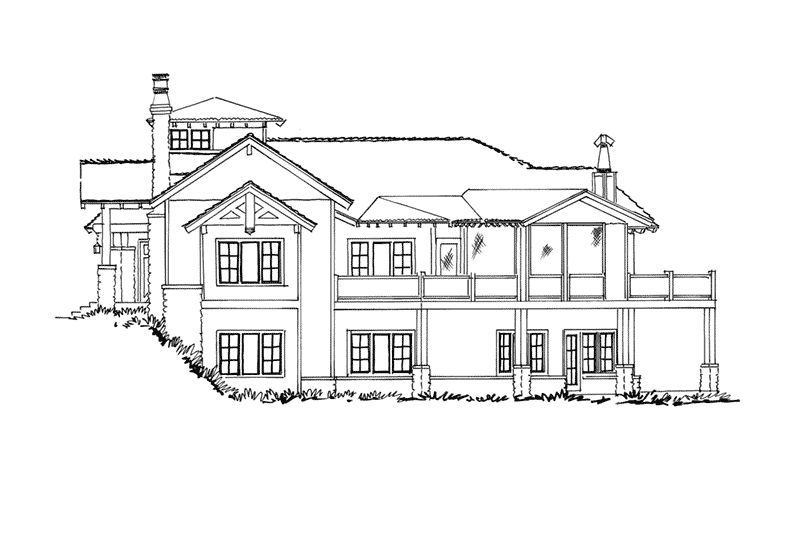 Craftsman House Plan Right Elevation - Pinehurst Lane Rustic Home 163D-0008 | House Plans and More