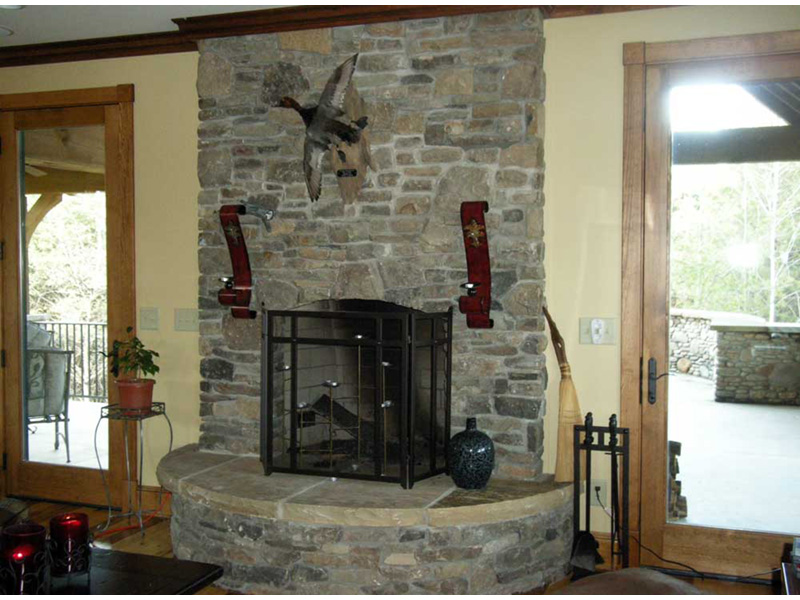Mountain House Plan Fireplace Photo 01 - Rock Creek Rustic Home 163D-0010 | House Plans and More