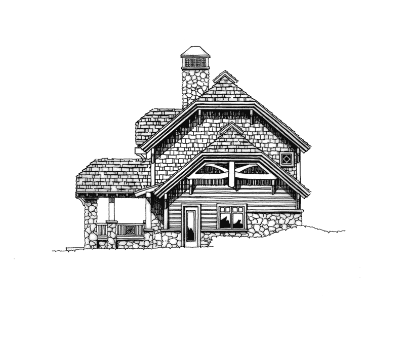Mountain House Plan Right Elevation - Rock Creek Rustic Home 163D-0010 | House Plans and More