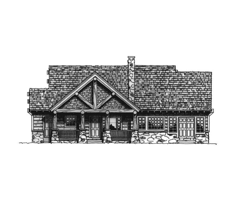 Craftsman House Plan Rear Elevation - Sheridan Hill Rustic Log Home 163D-0011 | House Plans and More