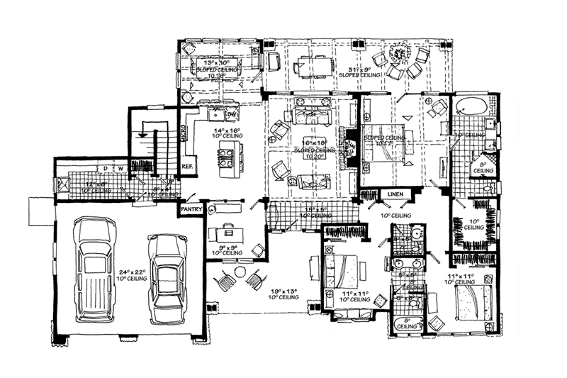 Farmhouse Plan First Floor - 163D-0019 | House Plans and More
