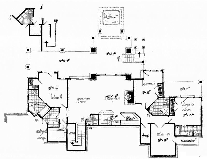 Farmhouse Plan Lower Level Floor - 163D-0022 - Shop House Plans and More